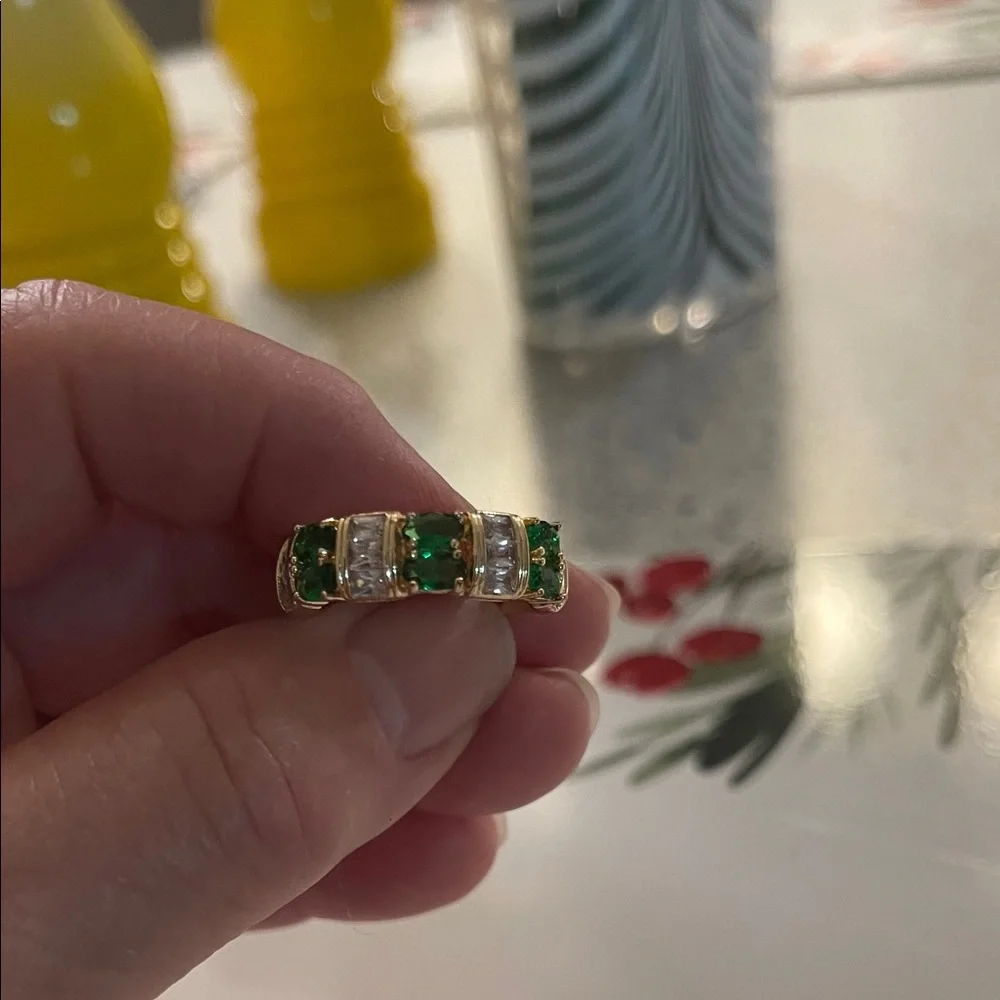 Costume simulated half eternity band stacked ring - Picture 3 of 3